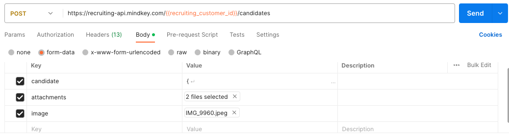 Postman Create Candidate